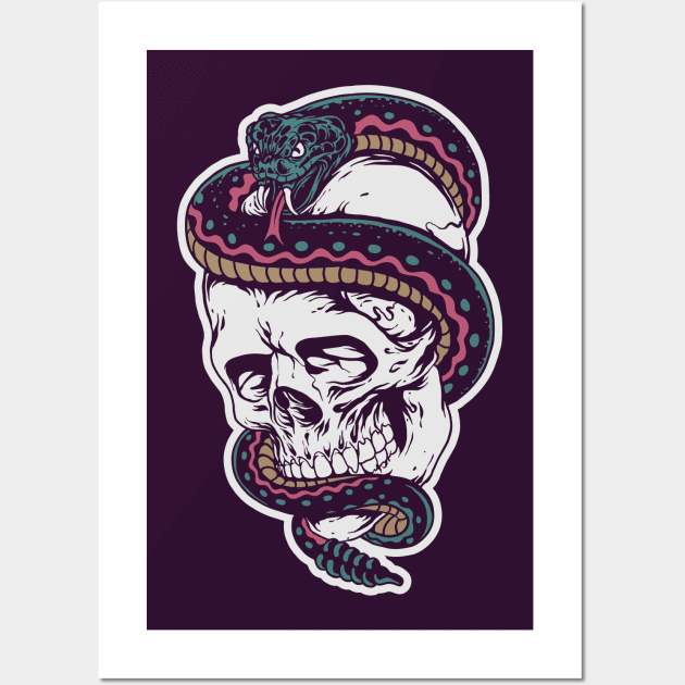 Gothic Skull and Snake Wall Art by machmigo